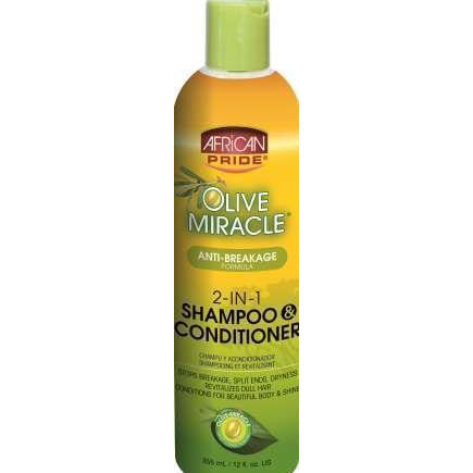 African Pride Olive Miracle 2-In-1 Shampoo & Conditioner 12Oz