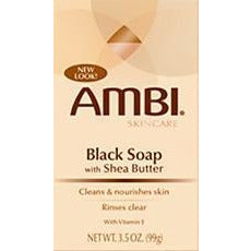 Ambi Cleansing Bar Soap Black With Shea Butter 3.5Oz