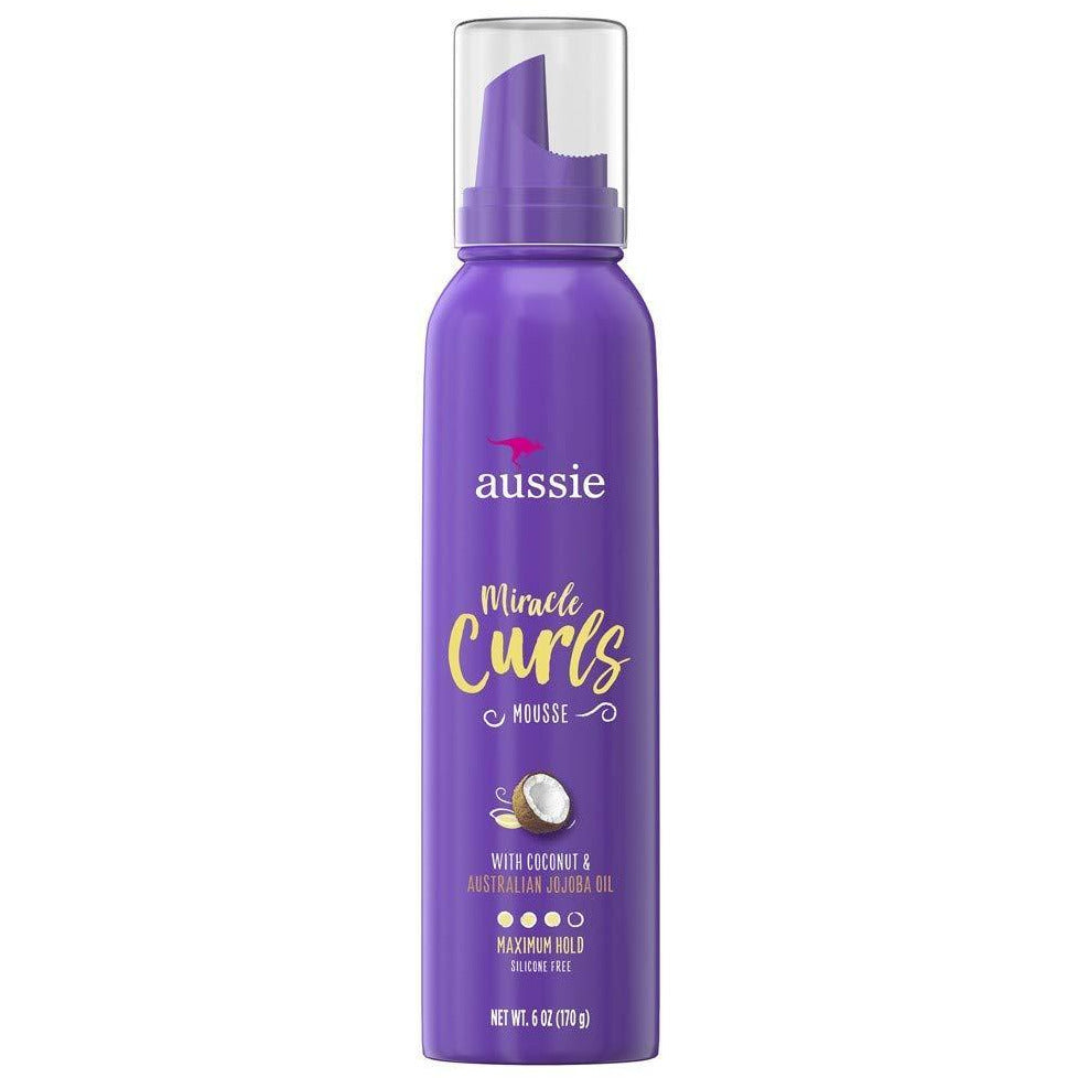 Aussie Miracle Curls Mousse Maximum Hold With Coconut & Australian Jojoba Oil 6 Oz