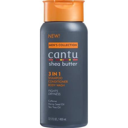 Cantu Shea Butter Men's Collection 3 In 1 Shampoo, Conditioner And Body Wash, 13.5 Oz
