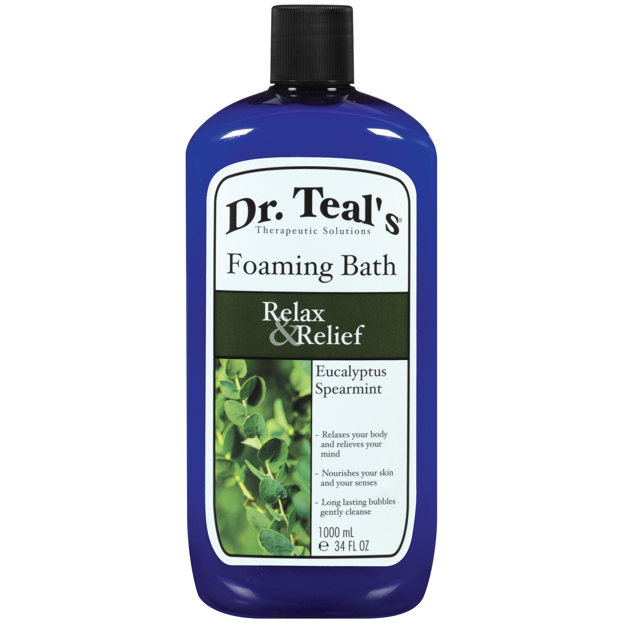 Dr Teal's Foaming Bath With Pure Epsom Salt, Relax & Relief With Eucalyptus & Spearmint, 34 Oz