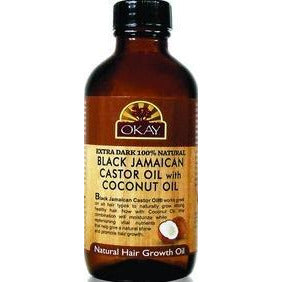 Okay Extra Dark 100% Natural Black Jamaican Castor Oil With Coconut Oil, 4 Oz