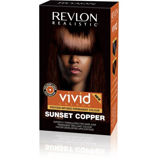 Revlon Realistic Vivid Colour Protein Infused Permanent Color Hair Sunset Copper 3.7 Oz