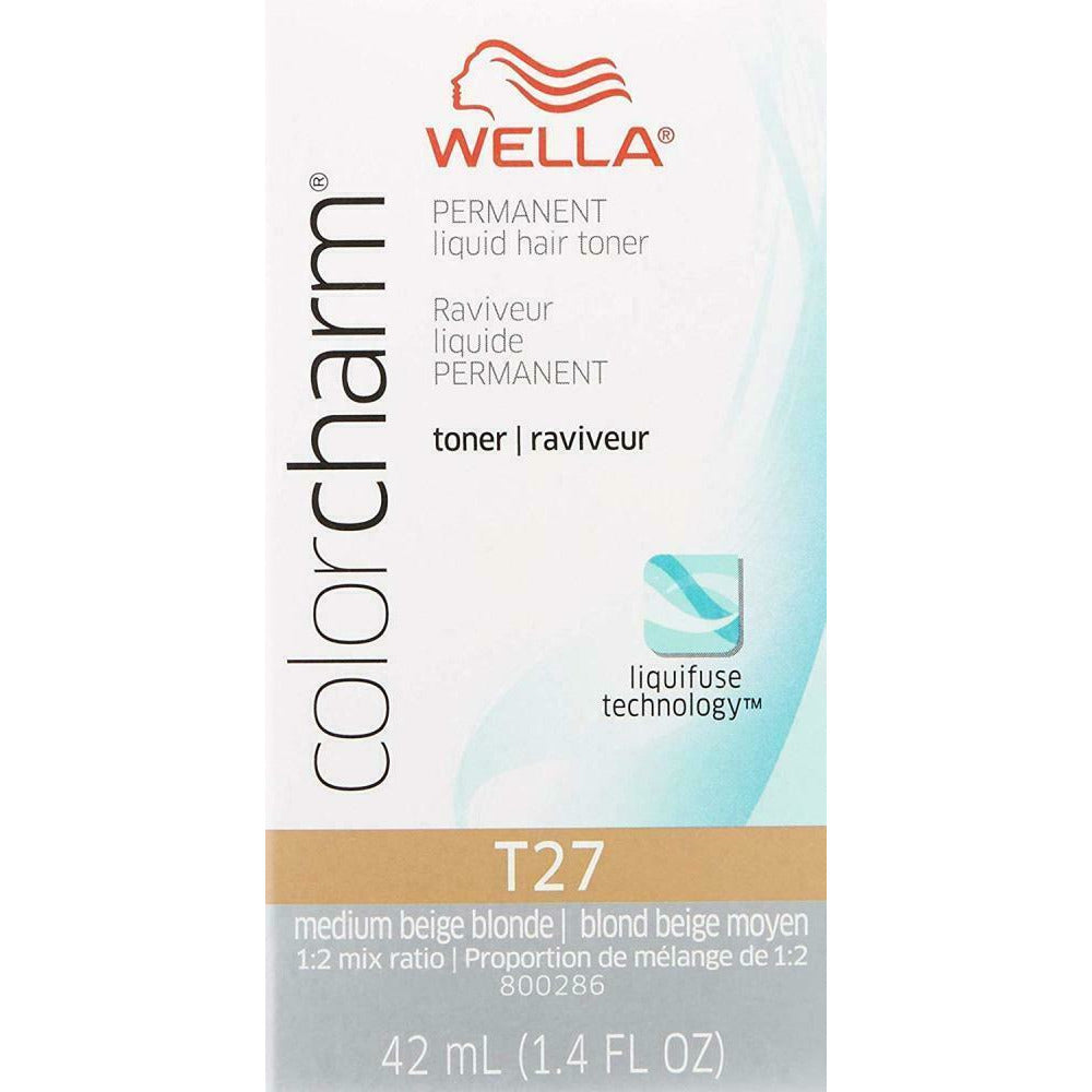 Wella Color Charm T27 Permanent Liquid Toner Medium Beige Blonde - 1.4 Fl Oz