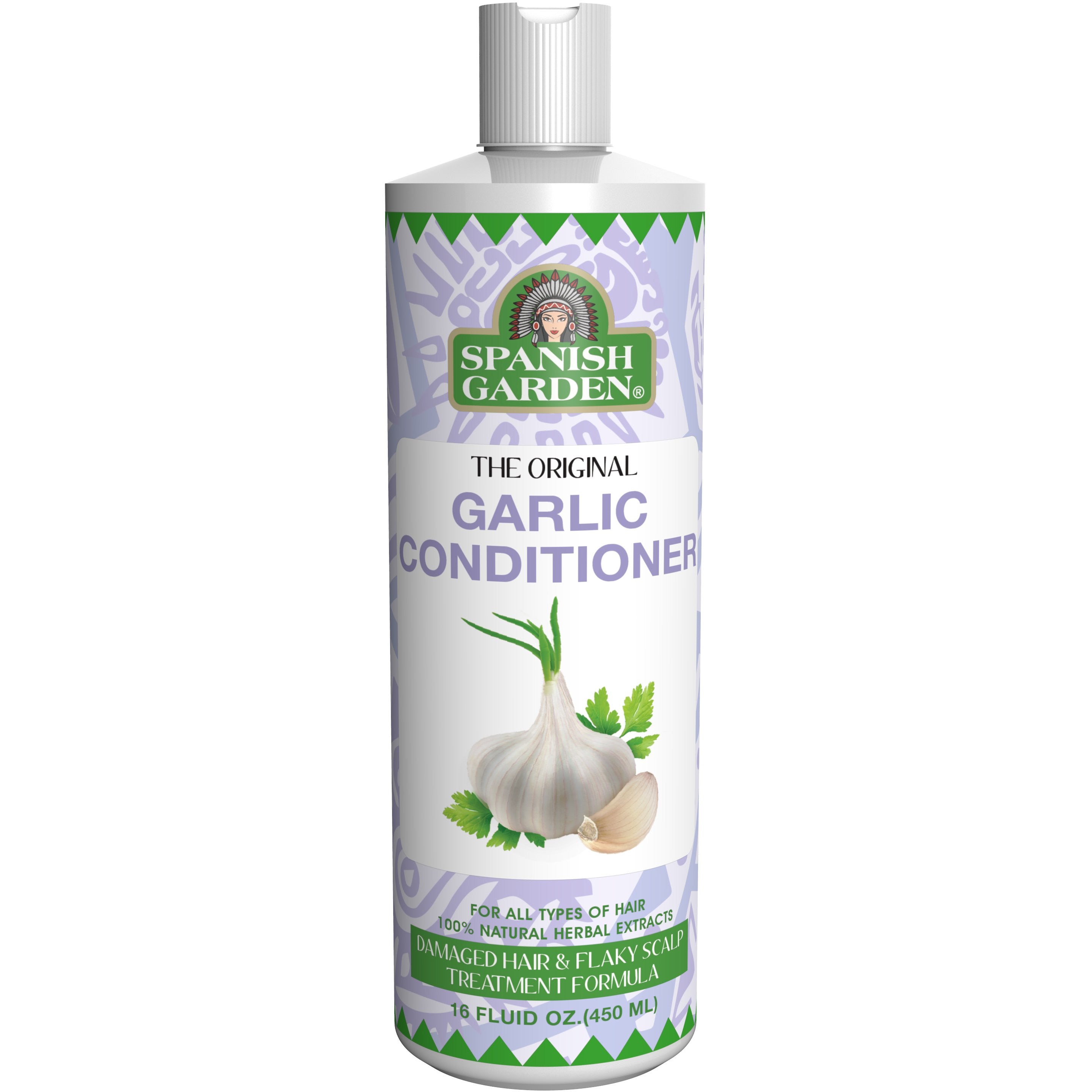 Spanish Garden Original Garlic Conditioner Damaged Hair & Flaky Scalp Formula 16 Oz