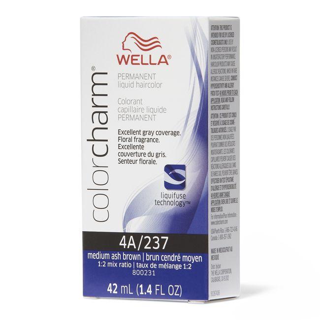Wella Color Charm 237 Permanent Liquid Hair Color, Medium Ash Brown 1.4 Oz