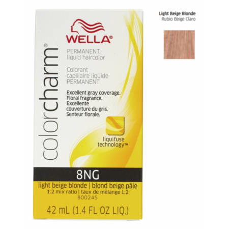 Wella Color Charm 8NG Permanent Liquid Haircolor Light Beige Blonde - 1.4 Oz